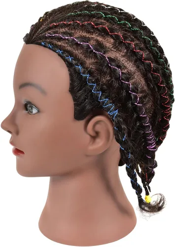 Vista 9 de FUTAI Cabeza de maniquí rizado rizado 100% cabello humano estilo muñeca estilo cabeza para trenzado afroamericano estilo updos práctica cosmetología