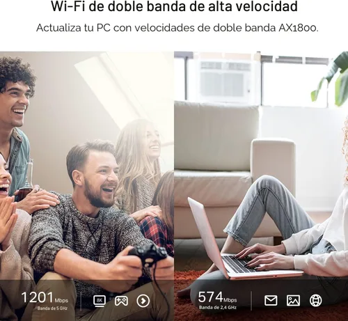 Vista 4 de TP-Link Adaptador USB WiFi 6 para PC de escritorio - (Archer TX20U Plus) Adaptador de red inalámbrica AX1800 con antena de banda dual de 5dBi