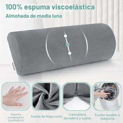 Vista 6 de Almohada de media luna, almohadas de espuma viscoelástica para dormir, almohada Boster para piernas, soporte lumbar de rodilla, almohada semi