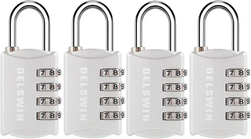 Vista 13 de DELSWIN Cerradura de combinación pequeña para taquilla, mini cerradura combinada de 4 dígitos para mochila y equipaje, candado de combinación