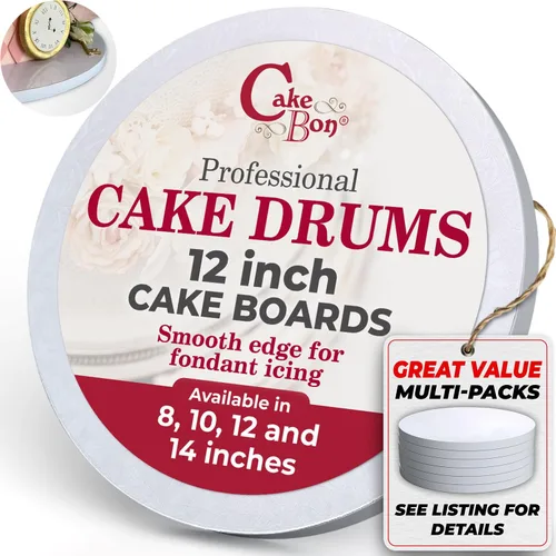 Vista 25 de Cakebon Tablas redondas para tartas – Tambores resistentes de 1/2 pulgada de grosor – Base profesional de 8 pulgadas para bordes completamente Negro