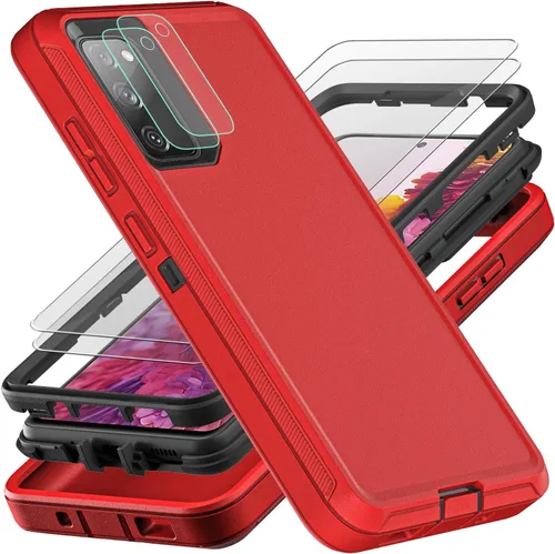 Vista 10 de YKHJKLEC Funda para Samsung Galaxy S20 FE, grado militar, a prueba de golpes, caídas y polvo, con 2 protectores de pantalla de poliuretano