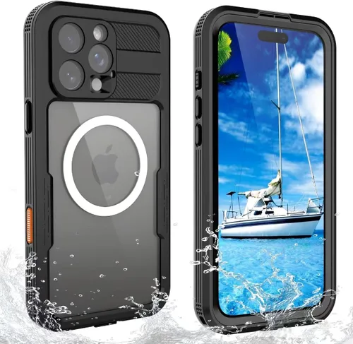 Vista 10 de Funda impermeable para iPhone 15, protector de pantalla integrado, a prueba de golpes, a prueba de nieve, a prueba de polvo, funda protectora