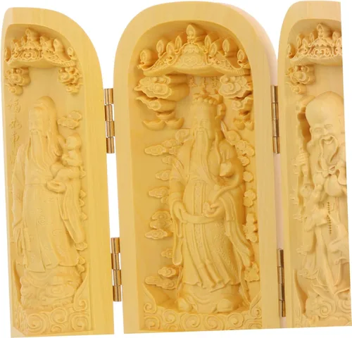 Vista 4 de IMIKEYA Estatua de Buda de madera artesanal para adorno para sala de estar, dormitorio, oficina, decoración retro única de Buda
