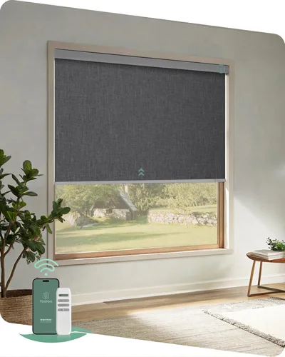 Vista 17 de Yoolax Persianas motorizadas con control remoto, persianas opacas remotas para ventanas, persianas enrollables automáticas inalámbricas persianas