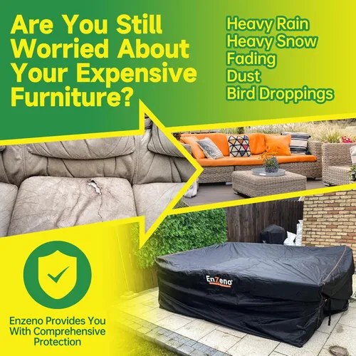 Vista 2 de Enzeno Juego de funda para muebles de patio, juego de fundas impermeables para sofá seccional al aire libre, juego de sillas para mesa de comedor