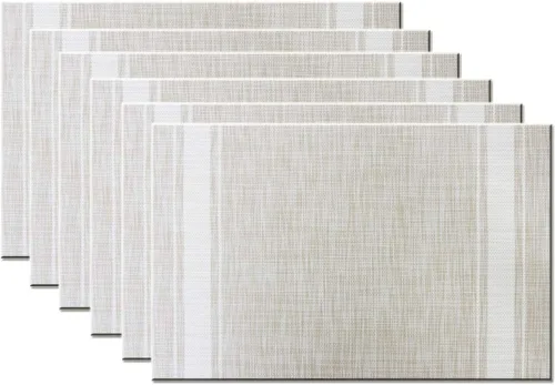 Vista 31 de Manteles individuales para mesa de comedor, juego de 6 manteles individuales de plástico lavables para mesa de cocina, manteles individuales de PVC