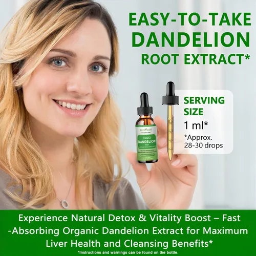 Vista 5 de Extracto de raíz de diente de león, gotas orgánicas de raíz de diente de león para limpieza del hígado, apoyo de desintoxicación, suplemento de raíz