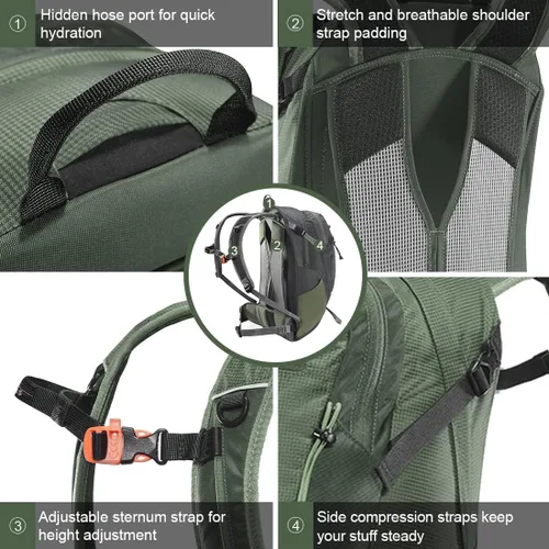 Vista 6 de KAILAS Q-WIND II 28L Hiking Daypack Waterproof Lightweight Backpack with Rain Cover for Men Women Travel Outdoor