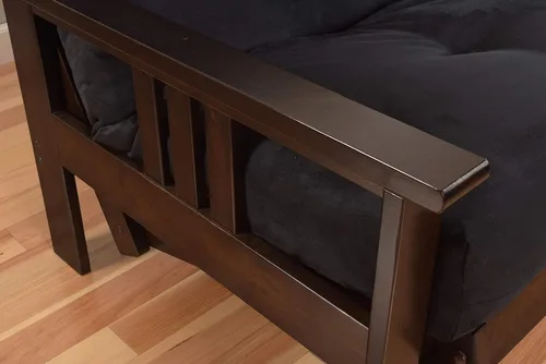 Vista 9 de Kodiak Furniture Futón Monterey tamaño Queen, acabado espresso con colchón gris gamuza