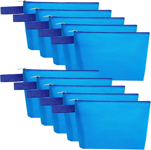 Vista 9 de 10 bolsas de maquillaje de lona de algodón con parte inferior y correa, bolsa de cosméticos multiusos con cremallera, bolsa de aseo de viaje, bolsa