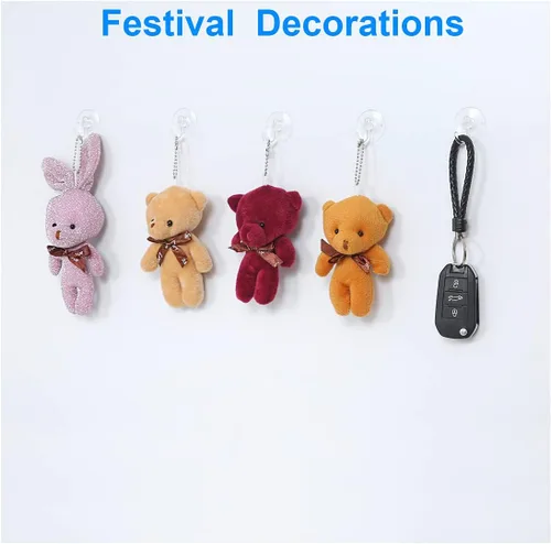 Vista 4 de 22 ventosas pequeñas con ganchos de plástico transparente de 1.2 pulgadas para ventanas de vidrio, festivales, fiestas, decoración de carnaval
