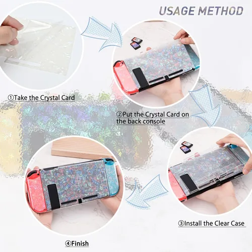 Vista 6 de DLseego Clear Glitter Protective Case for Switch Console 2017, Dockable Sparkle Crystal Bling Irregular Soft & Flexible TPU and Hard PC Shockproof