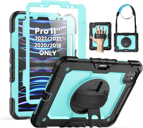 Vista 11 de SEYMAC Funda para iPad Pro 11 de 4ª, 3ª, 2ª, 1ª generación (2022/2021/2020/2018), funda protectora de cuerpo completo a prueba de golpes