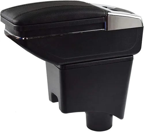 YJYWZH Caja de apoyabrazos para Renault Sandero 2010-2015 consola central caja de almacenamiento con portavasos cenicero cuero negro apoyabrazos