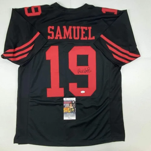 Camiseta de fútbol americano negra autografiada/firmada de Deebo Samuel San Francisco JSA COA