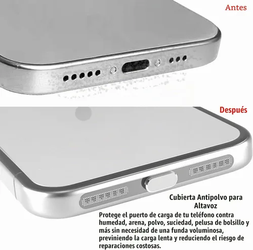 Vista 5 de Enchufe antipolvo USB C, cubierta de puerto USB C, cubierta de enchufe USB C con protector de altavoz, cubierta antipolvo compatible con iPhone 17