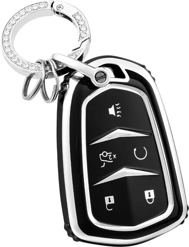 OFFCURVE Funda protectora para llave de Cadillac Escalade 2015-2019 CTS XTS ATS STS XT4 XT5 CT6 SRX Smart Key Holder Accesorios de coche, negro