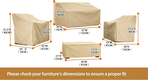 Vista 9 de Fundas para Muebles de Patio, Funda para Muebles de Exterior Impermeable, Fundas de Juego de Muebles de Patio para Juego de Conversación al Aire