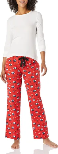 Vista 3 de Tienda Essentials Womens Lightweight Flannel Pant and Long-Sleeve T-Shirt Sleep Set