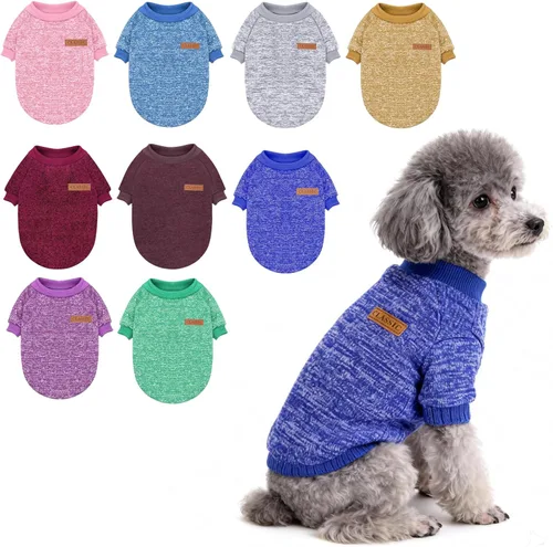 Vista 16 de Suéter clásico de punto para perro Idepet, abrigo de vellón suave, suéter para perro cálido y grueso, para invierno, prenda para perros y gatos