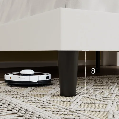 Vista 36 de SHA CERLIN Base de cama tapizada de terciopelo de tamaño matrimonial con cabecera de ala capitonada de canal vertical, soporte de listones