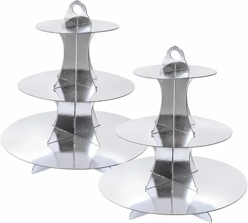 Vista 34 de Soleebee Soporte redondo de 3 niveles para cupcakes, torre de cartón para cupcakes, torre de soporte para pasteles de postre para decoración