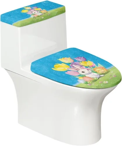 Vista 12 de Puprle - Funda para tapa de inodoro de mármol blanco, resistente a salpicaduras, con borde elástico, fundas suaves para inodoro de baño, se adapta a