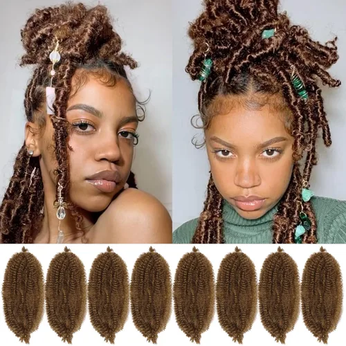 Vista 52 de 8 paquetes de cabello rizado estilo afro elástico Marley Twist, cabello trenzado previamente separado para rastas sintéticas de ganchillo para 1B