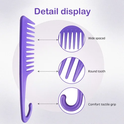 Vista 3 de Wapodeai Cepillo de pelo desenredante de dientes anchos, peine de agarre de cuidado premium, aplicar para cabello rizado, húmedo, seco, grueso, etc.
