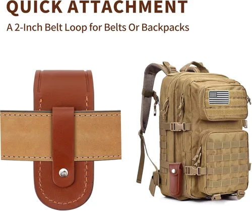 Vista 3 de Funda para cuchillo de bolsillo, estuche para cuchillo EDC plegable de 4 pulgadas, funda portátil de cuero para cuchillo con cierre a presión