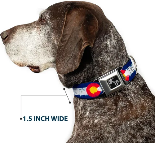 Vista 7 de Buckle-Down Collar de perro con diseño de Colorado Flags2 Repeat Weathered de 9-15 pulgadas, talla S