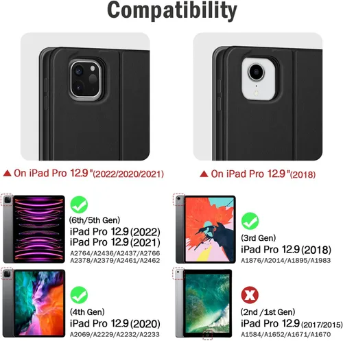 Vista 2 de Funda Antbox para iPad Pro de 12.9'' 6ª generación (2022) 5ª/4ª/3ª generación (2021/2020/2018), funda inteligente de cuero sintético con soporte
