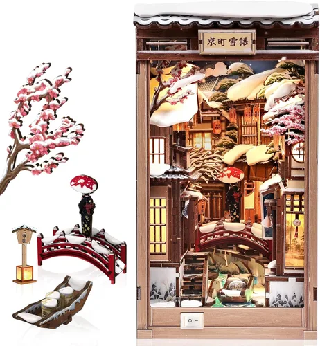 Vista 21 de CUTEBEE - Kit de rincón de libros - Juego de construcción DIY de casa en miniatura para adultos, estantería de casa en miniatura para libros