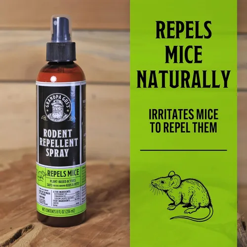 Vista 2 de Grandpa Gus's, repelente de roedores natural. Aceite de hierbabuena para el control de ratas y ratones, 8 oz