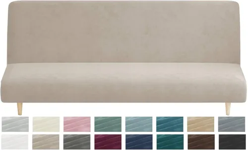 Vista 17 de MAXIJIN - Funda de futón de terciopelo, tamaño completo, estirable, para colchón de futón, gruesa y suave, sin brazos, para sofá cama, con parte