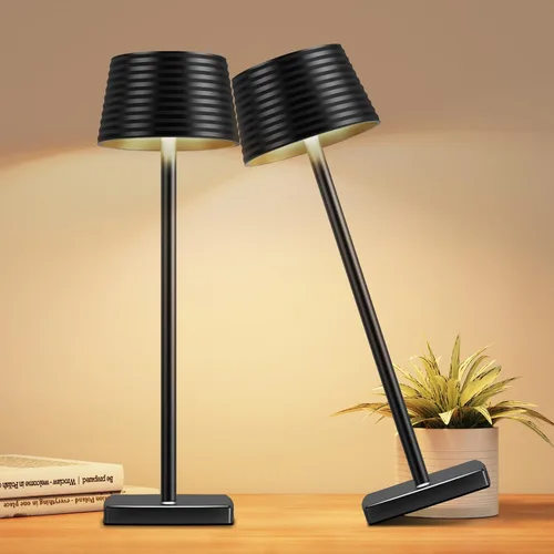 Vista 8 de Paquete de 2 lámparas de mesa inalámbricas recargables, batería de 6000 mAh, luces LED portátiles para exteriores, patio, restaurante
