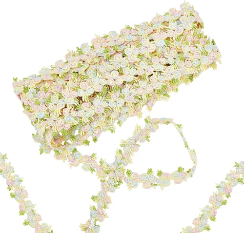 Vista 10 de GORGECRAFT - Cinta de encaje floral de 5 yardas, con aplique de encaje DIY para manualidades de costura, borde de encaje para adornos de vestidos