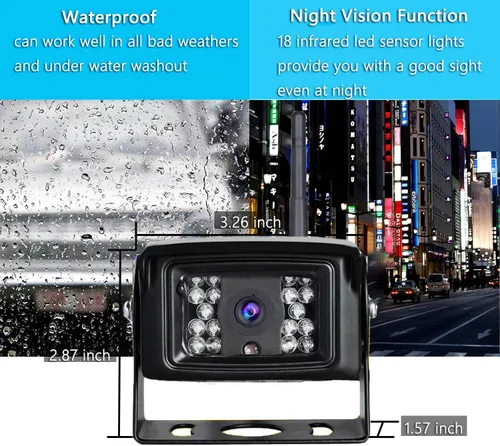 Vista 4 de Cámara de respaldo inalámbrica, LASTBUS 2.4Ghz WiFi Cámara de respaldo con visión nocturna, amplio ángulo, IP69, impermeable, WiFi, cámara de visión