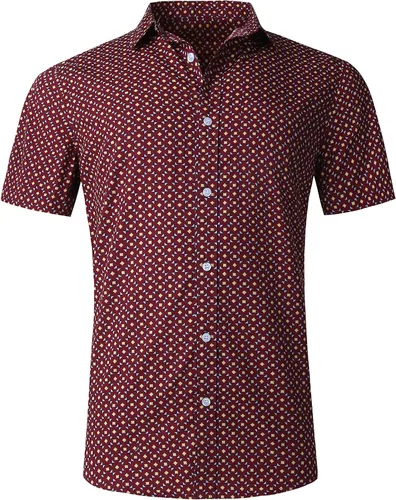 Vista 19 de Camisa de vestir de manga corta para hombre, ajuste regular, con botones, casual, con estampado único Grandes estrellas de la marina