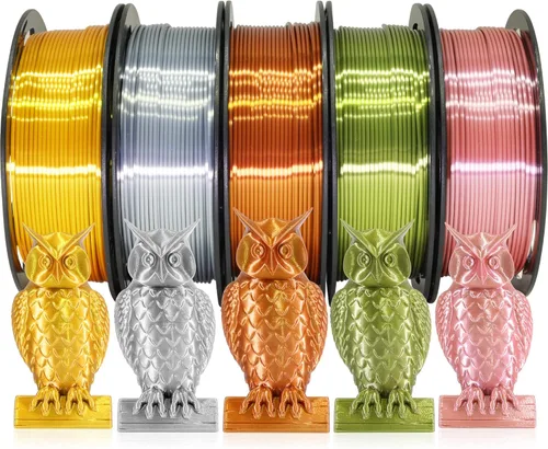 Vista 14 de Paquete de filamento PLA de 1.75 mm para impresora 3D: Brilla en verde oscuro/azul/púrpura/arco iris, un carrete transparente multicolor, cada