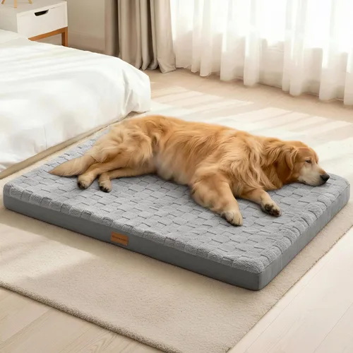 Vista 16 de Patas Lague Cama ortopédica para perro tamaño mediano 76cmX51cm, cama impermeable de espuma de celdilla de huevo suave y cálida para mascotas