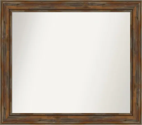 Vista 91 de Amanti Art Espejo de baño marrón para sobre fregadero, 26 x 26 pulgadas, espejo de tocador cuadrado marrón rústico Alexandria, marco de madera