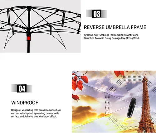 Vista 6 de MRTLLOA - Paraguas invertido de doble capa, mango en forma de C, impermeable, anti rayos UV, resistente al viento, para automóvil, lluvia y uso