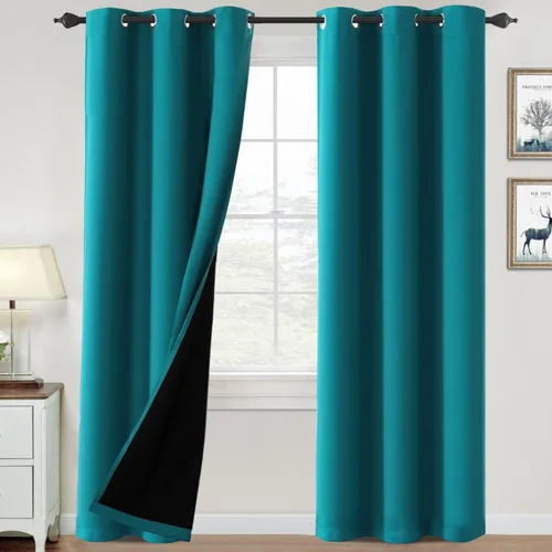 Vista 127 de H.VERSAILTEX Cortinas 100% de opacidad para dormitorio, con aislamiento térmico, cortinas opacas de 63 pulgadas de largo, cortinas de bloqueo