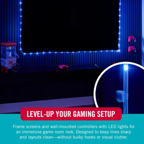 Vista 9 de Velcro Brand Clips de luz de interior para colgar tiras de luces, soporta hasta 50 pies, clips de pared transparentes para cualquier