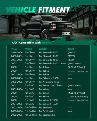 Vista 2 de SCITOO Kit de suspensión de 10 piezas para Chevy Silverado 1500 2000-2006 Tahoe 1999-2006 para GMC Sierra 1500 - Con piezas de suspensión brazo