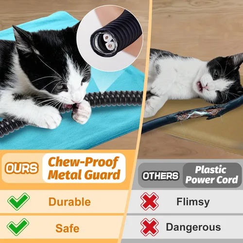 Vista 2 de ANPHSIN Almohadilla térmica para mascotas para perros y gatos pequeños, 9 x 12 pulgadas, almohadilla térmica automática de temperatura con cable