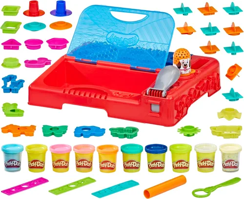 Play-Doh Centro de actividades Grab 'n Go, con más de 30 herramientas y 10 latas, artes y manualidades para niños, juguetes preescolares para niñas