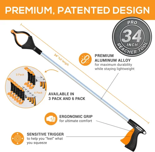 Vista 5 de EZPIK Pro Herramienta de Agarre de 34" para Personas Mayores - Agarradores para Ancianos Herramienta de Alcance de Servicio Pesado Recogedor